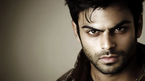 Intense male close-up captures fierce, focused determination