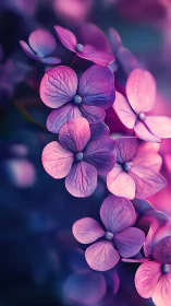 Purple Hydrangea Flowers in Soft Focus Arrangement.