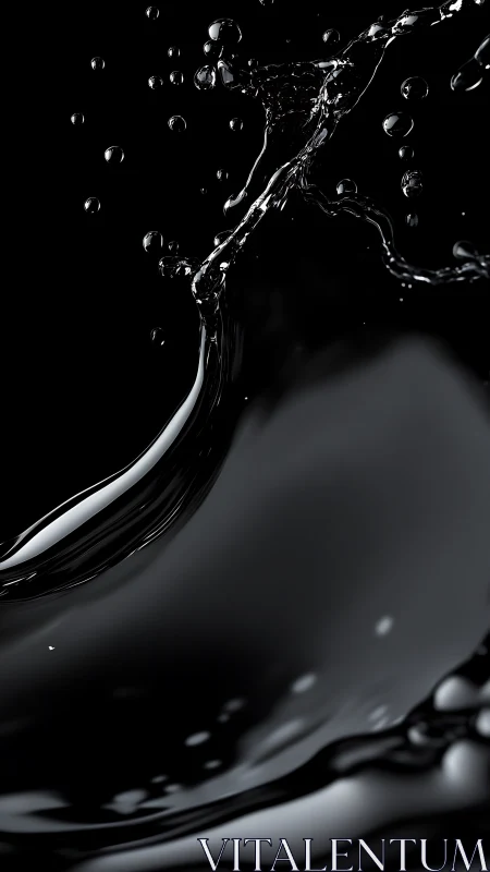 High-speed liquid arc in dramatic monochrome studio lighting.