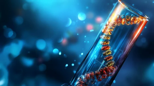 Chromatic helix coiled in a glassy test tube cosmos.