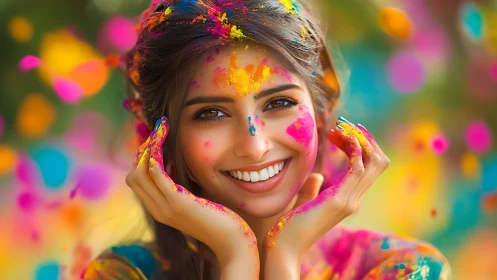 Vibrant smiling portrait rendered as saturated photorealism