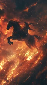 Inferno rider vaulting through a tidal wave of fire.