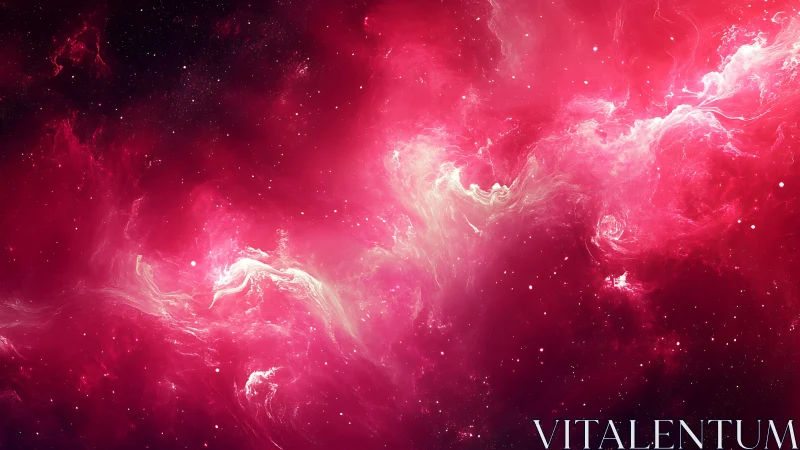 Radiant pink nebula swirls across deep space in vivid light