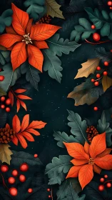 Winter poinsettias quietly ignite a forest of painted dark