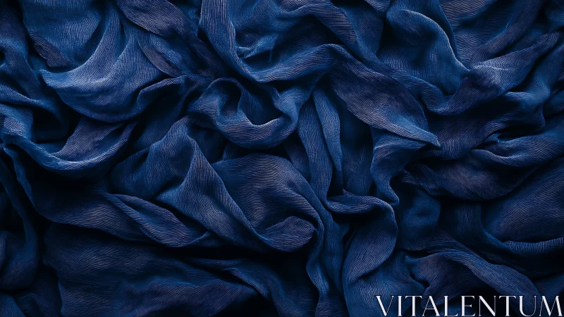 Midnight blue pleated fabric folds create flowing abstract depth