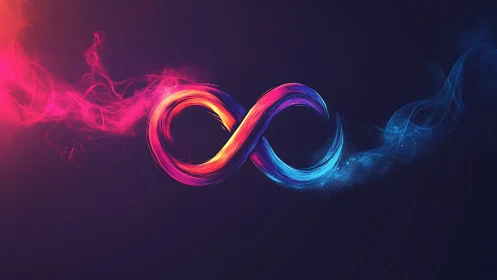 Vibrant infinity symbol in dual-tone neon energy stream.