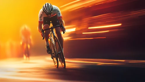 Sunflare sprinter slicing through molten evening streets.