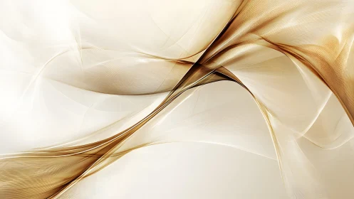 Elegant flowing abstract waves in beige and gold minimalist style.