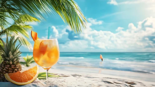 Tropical Beach Cocktail with Ocean View.