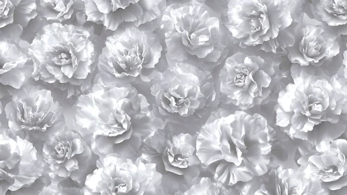 White Peony Flowers in Dense Overhead Arrangement.