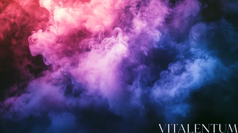Tri-color volumetric smoke plumes in magenta cyan gradient field