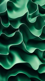 Emerald wavefold ruffles curl into hypnotic liquid terrain.