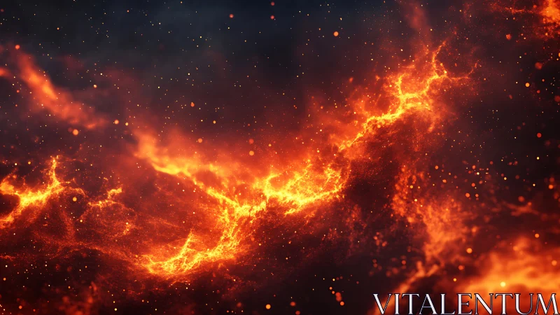 Cosmic Fire: Blazing Energy Erupts Through Dark Space