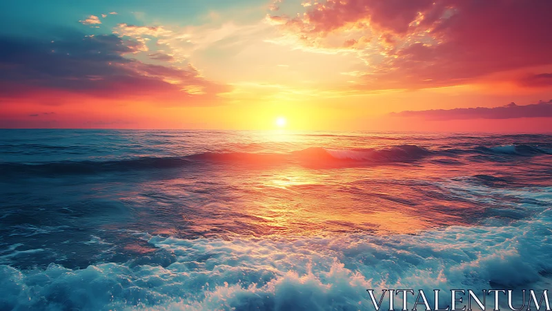 Sunset tides blaze under candy skies of molten color.