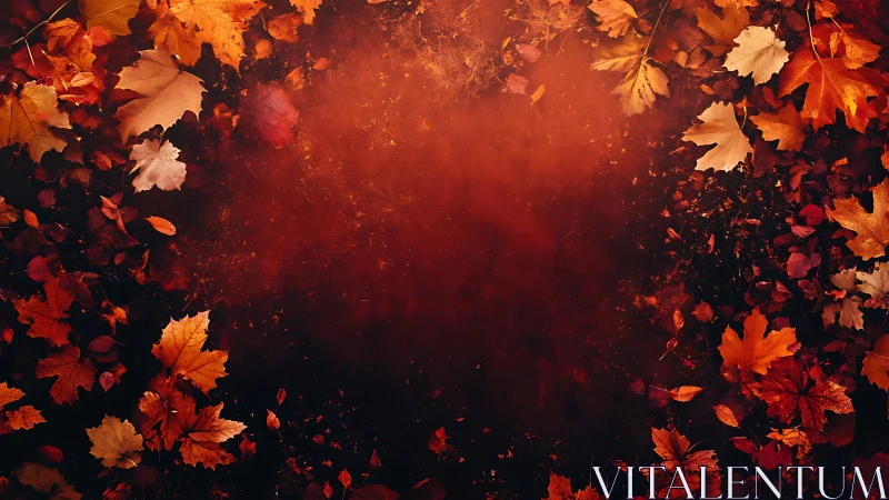 Crimson leaf ring framing a quiet pocket of autumn calm.