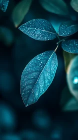 Midnight leaves glisten softly as raindrops script constellations