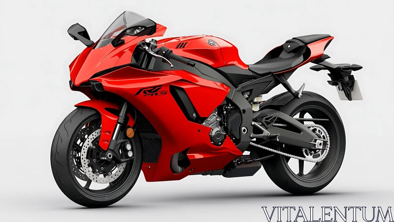 Red supersport motorcycle rendered in high-detail 3D profile