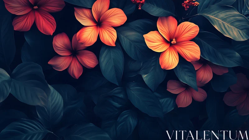 Radiant Blooms Dance in Midnight's Embrace.