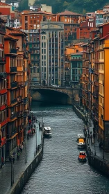 Colorful canal city glows under overcast light and quiet rain