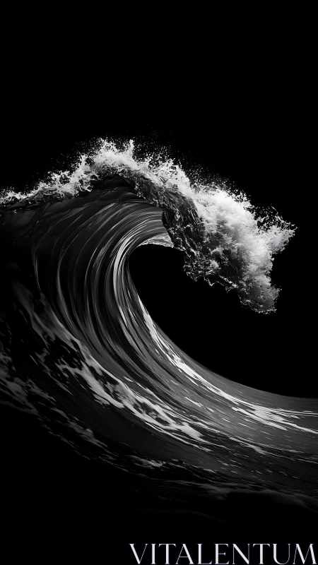 Midnight wave curling like liquid obsidian in silence.