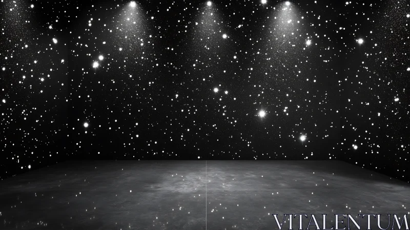 Immersive black room installation simulates star field lighting