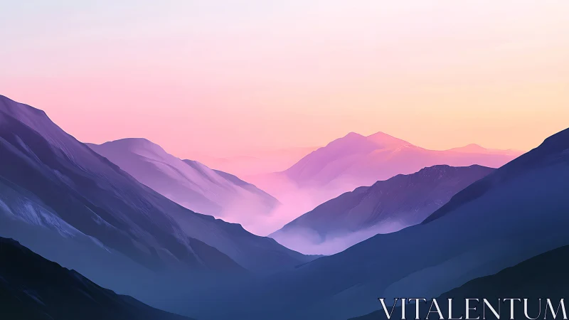 Pastel mist rolling through dream-soft mountain corridors.