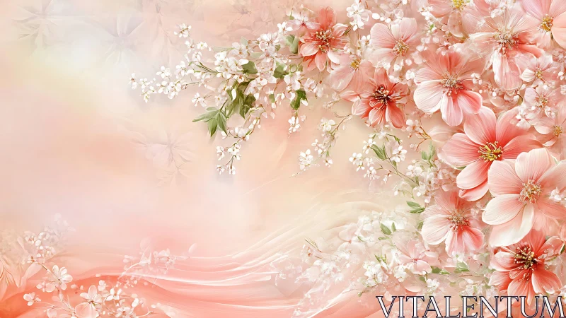 Layered floral composition with pink dahlias and white baby's breath