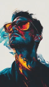Neon-splashed portrait merges bold color and fluid motion.