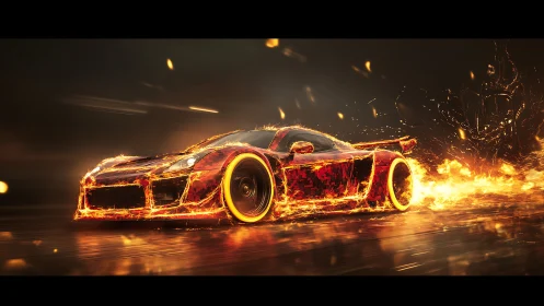 High-Performance Supercar With Dynamic Incandescent Flame Effects Rendered