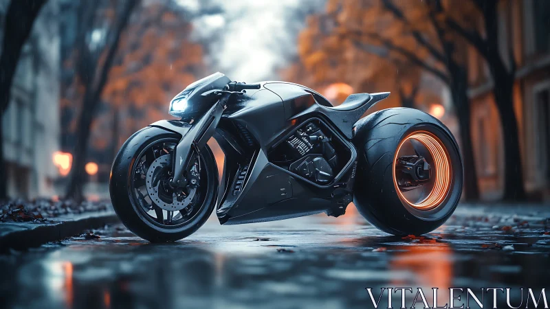 Midnight street rocket hums through rain glazed asphalt dreams