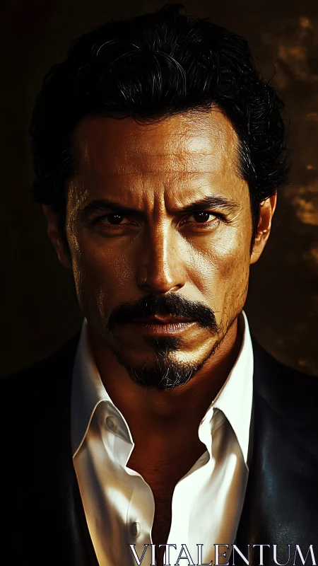 Intense middle-aged man in dramatic low-key portrait lighting.