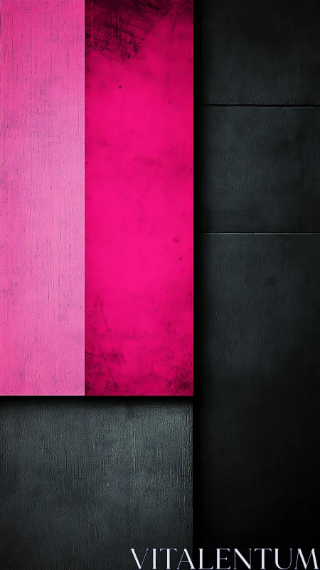Neon magenta panels slice through matte charcoal black field.