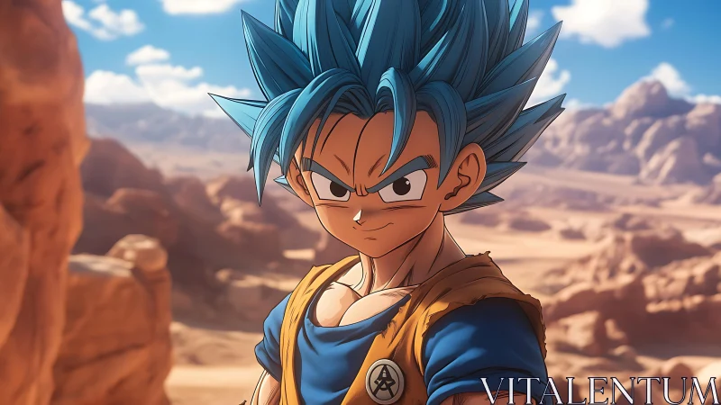 Anime desert warrior portrait with dynamic cel-shading focus.