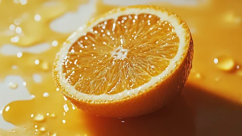 Sunlit orange half glows with juicy, refreshing brightness