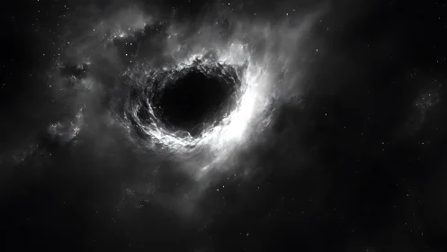 Starlit spiral around a quiet, glowing cosmic void.