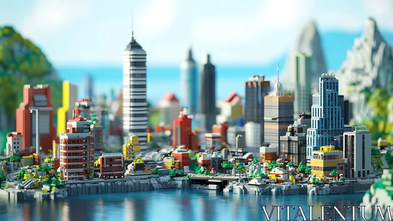 Vibrant block-built waterfront cityscape under clear sky