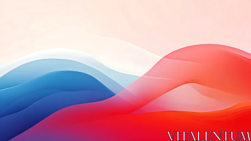 Abstract red and blue gradient waves digital landscape.