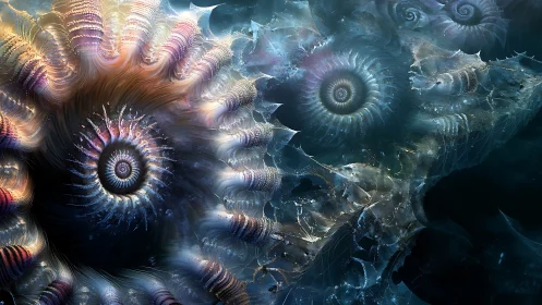 Cosmic Nautilus Whorl Singing Through Abyssal Starlight.