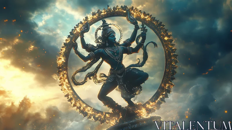 Nataraja deity rendered in cinematic backlit digital painting