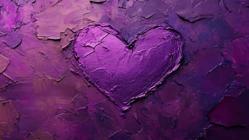 Purple Heart Textured Abstract Painting.