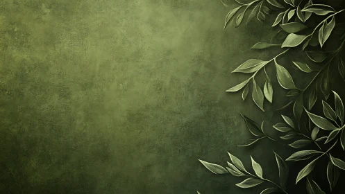 Layered green foliage overlays textured gradient background plane