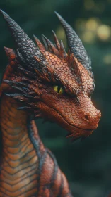 Detailed red dragon portrait with textured scales and horns.