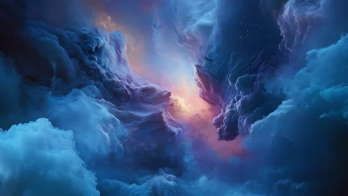 Vivid swirling nebula clouds around glowing cosmic core.