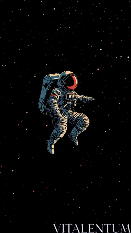 Solitary spacewalker drifts gently through a star-sown void