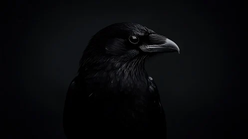Midnight raven studies the dark with quiet, gleaming poise