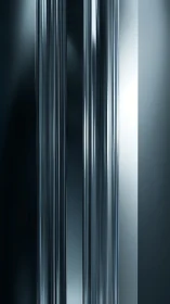 Vertical chrome light columns form a minimal sci‑fi interface
