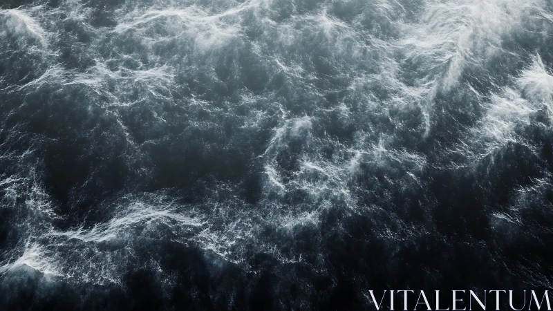 Storm-tossed midnight sea swirling in ghostlit foam.