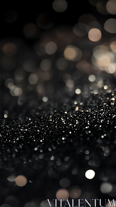 Dark glitter background with soft bokeh light circles.