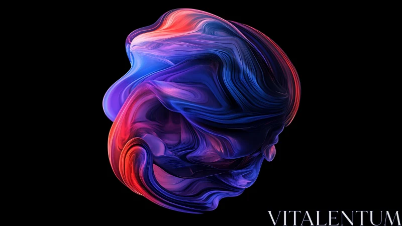 Curved multicolor abstract 3D form is rendered on black