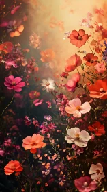 A Dreamy Garden Where Wildflowers Dance in Golden Light.